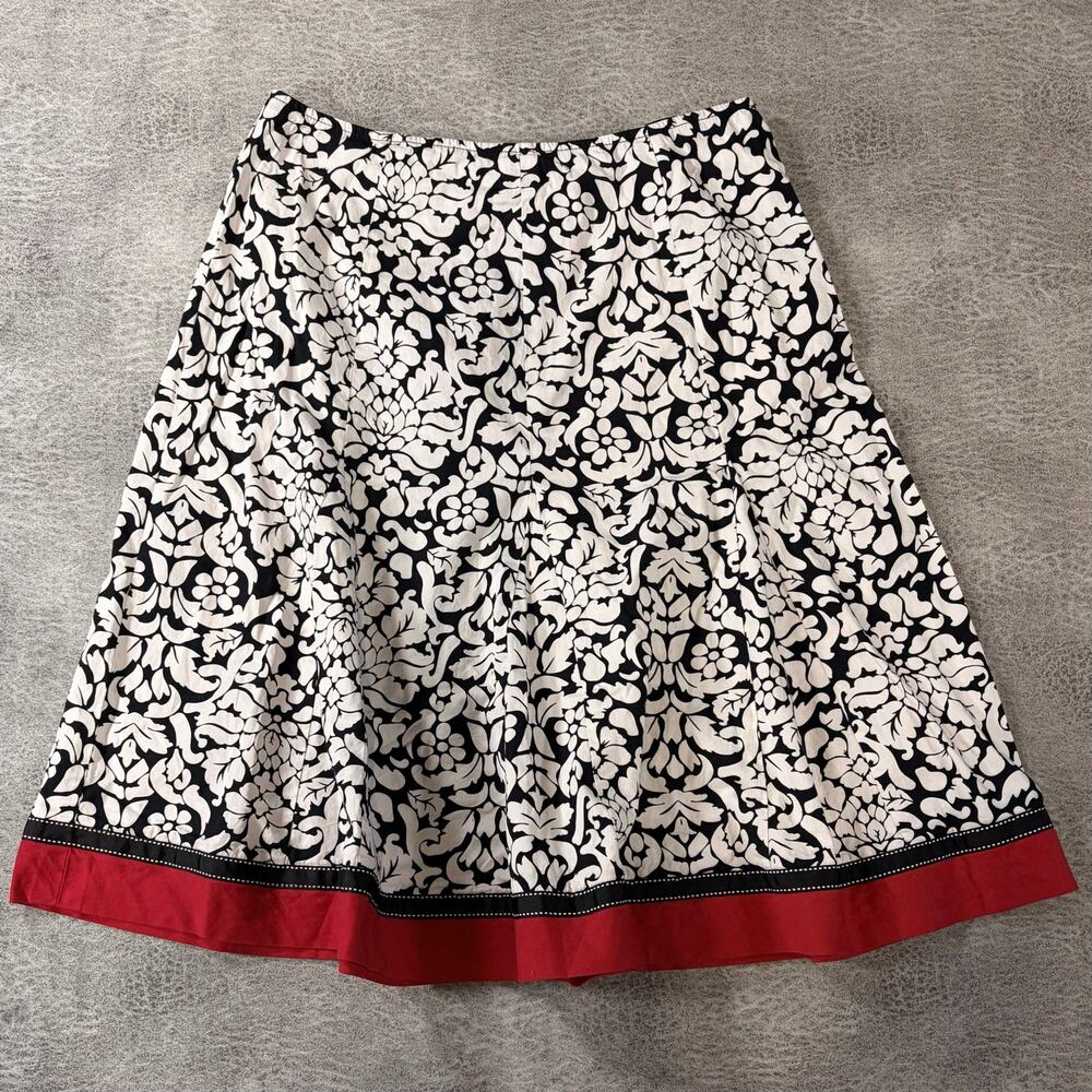 Vintage Floral B&W Contrast Midi Skirt
